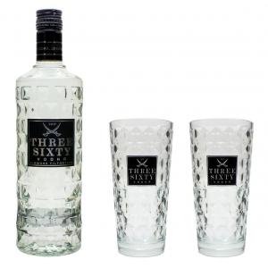 Three Sixty Vodka 37,5% 0,7l mit 2 Gläsern