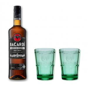 Bacardi black 37,5% 0,7l mit 2 Bacardi Bechern grün