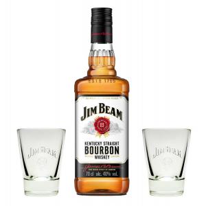 Jim Beam Bourbon Whiskey 40% 0,7l + 2 Tumbler Gläser