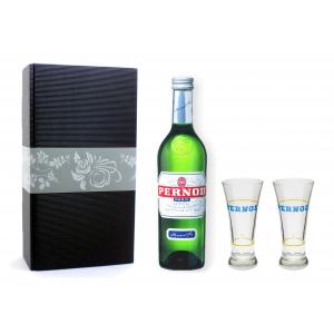 Pernod 40% 0,7l + 2 Gläser in Geschenkkarton (schwarz)