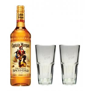 Captain Morgan 0,7l mit 2 Longdrinkgläsern GK