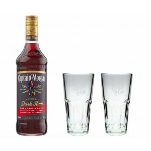 Captain Morgan Black Label 40% 0,7l mit 2 Longdrinkgläsern