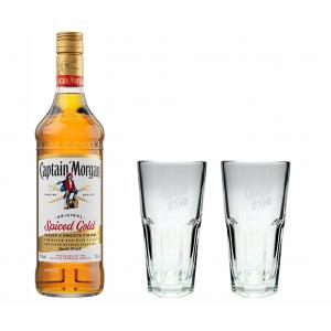 Captain Morgan Spiced Gold 35% 0,7l mit 2 Longdrinkgläsern