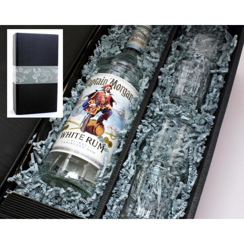 im Gläsern Captain Morgan White Rum Geschenkkarton 0,7l 2 mit 37,5%