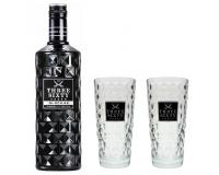 Three Sixty Vodka Black 42% 0,7l mit 2 Gläsern in Geschenkkarton