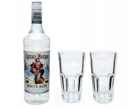 Captain Morgan White Rum 37,5% 0,7l mit 2 Gläsern im Geschenkkarton