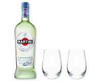 Martini Bianco 14,4% 0,75l mit 2 Stölzle Bechern in Geschenkkarton
