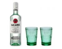 Bacardi weiss 37,5% 0,7l mit 2 Bacardi Bechern in Geschenkkarton