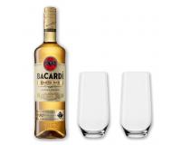 Bacardi gold 37,5% 0,7l mit 2 Stölzle Gläsern in Geschenkkarton