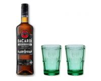 Bacardi black 37,5% 0,7l mit 2 Bacardi Bechern in Geschenkkarton