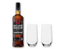 Bacardi black 37,5% 0,7l mit 2 Stölzle Gläsern in Geschenkkarton