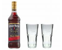Captain Morgan Black Label 40% 0,7l mit 2 Gläsern im Geschenkkarton