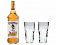 Captain Morgan Spiced Gold 35% 0,7l mit 2 Gläsern im Geschenkkarton